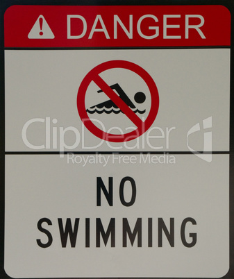 Schild Warnung no swimming Nicht schwimmen
