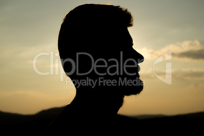 Man silhouette in the sunset