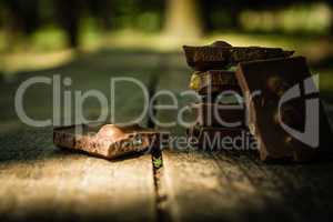 Chocolate on a wooden table