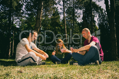 Three friends having fun