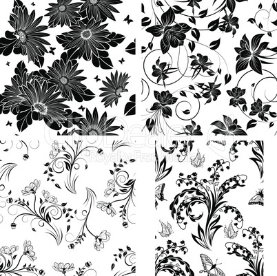 4 Floral Seamless Patterns