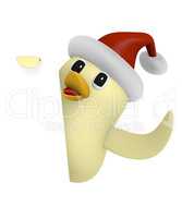Funny Bird with hat of Santa