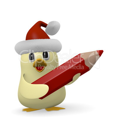 Bird with a red pen
