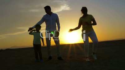 Happy Family Dancing on the Beach