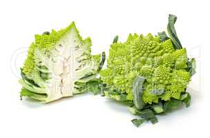 Two Green Fresh Romanesque Cauliflower