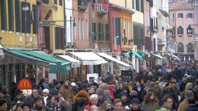 Busy Pedestrian Street in Venice, Italy