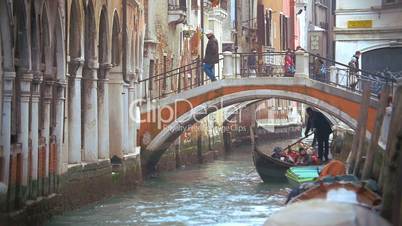 Gondola traveling and sightseeing of Venice