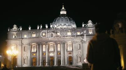 Woman using tablet PC to capture St. Peters Basilica