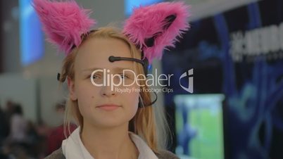 Woman in brain-controlled cat ears