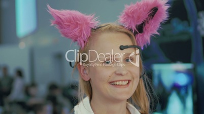 Woman in Brainwave Controlled Cat Ears