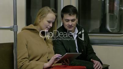 People Doing Business on the Way with Tablet PC