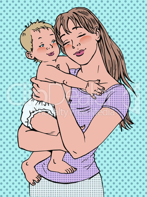 Mom woman with a baby in her arms