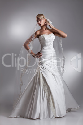 Young Beautiful Woman In A Wedding Dress