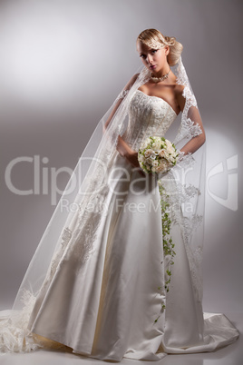 Young Beautiful Woman In A Wedding Dress