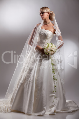 Young Beautiful Woman In A Wedding Dress