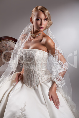 Young Beautiful Woman In A Wedding Dress