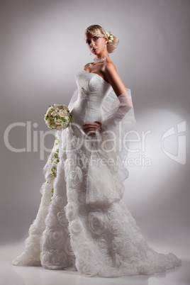 Young Beautiful Woman In A Wedding Dress