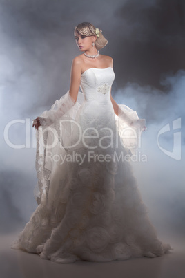 Young Beautiful Woman In A Wedding Dress