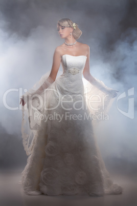 Young Beautiful Woman In A Wedding Dress