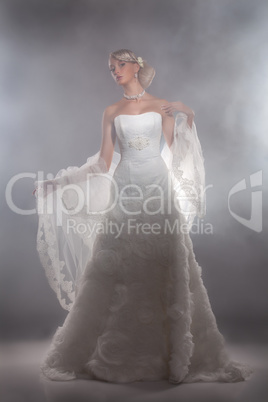 Young Beautiful Woman In A Wedding Dress