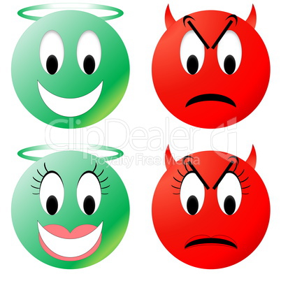 Angel and devil smiley