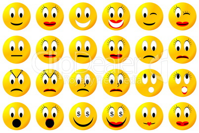 Yellow smiley set or collection