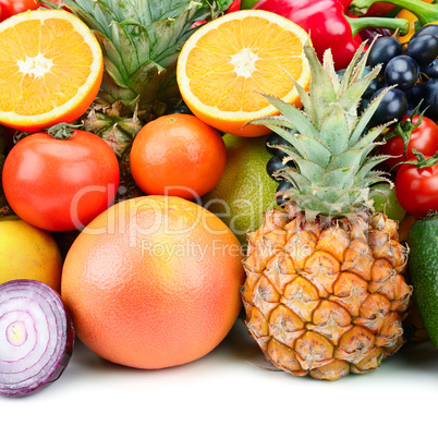 set fruit and vegetable background