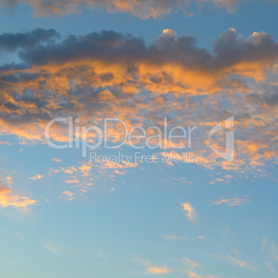 beautiful sunrise and cumulus clouds