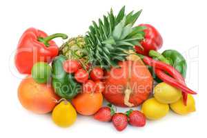 fruits and vegetables isolated on white background