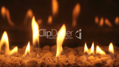 Closeup of burning flames in a chimney