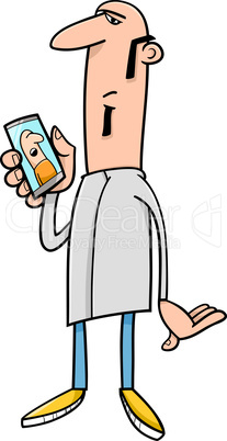 guy with mobile cartoon