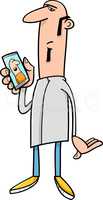 guy with mobile cartoon