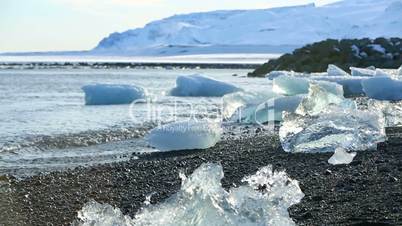 Global warming at a glacier lagoon Jokulsarlon in Iceland