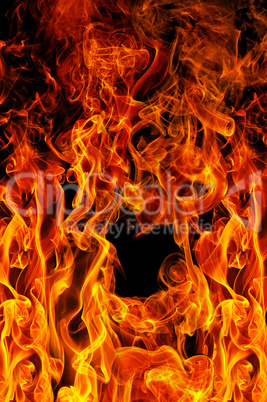 fire on a black background