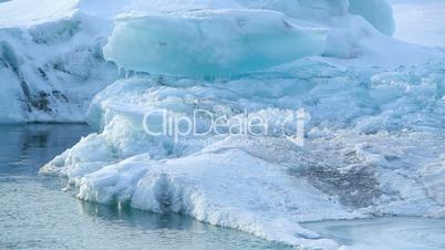 Ice floe breaks down at the glacier lagoon Jokulsarlon in Iceland