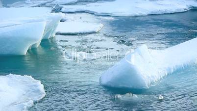 Ice floe breaks down at the glacier lagoon Jokulsarlon in Iceland