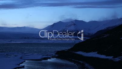 Time lapse snowy volcano landscape, Iceland