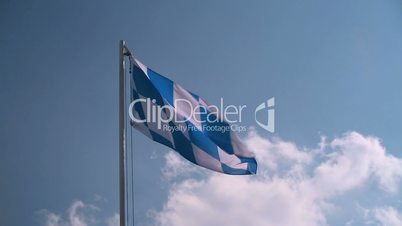 Bavarian flag in front of a blue sky