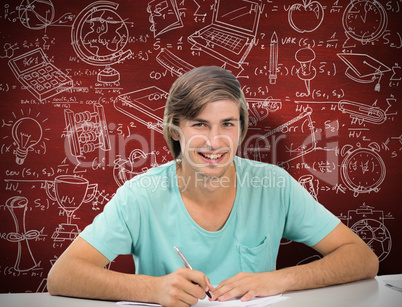 Composite image of student working