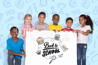 Composite image of elementary pupils showing card