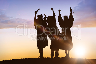 Composite image of silhouette of graduate