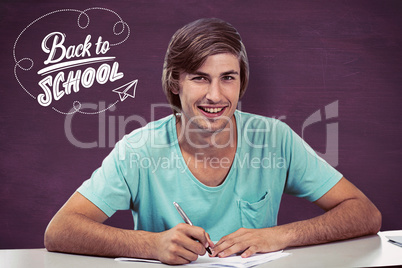 Composite image of student working