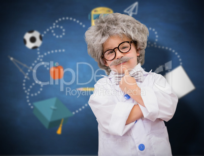 Composite image of cute pupil in lab coat