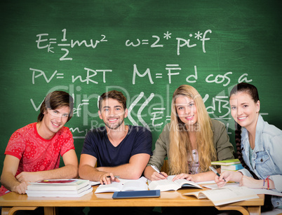 Composite image of students studying