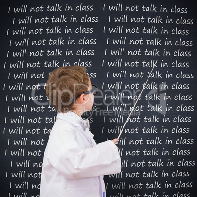 Composite image of cute pupil in lab coat