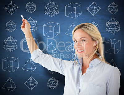 Composite image of teacher writing