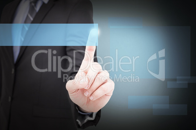 Composite image of mid section of businessman pointing something