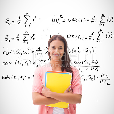 Composite image of pretty student smiling at camera