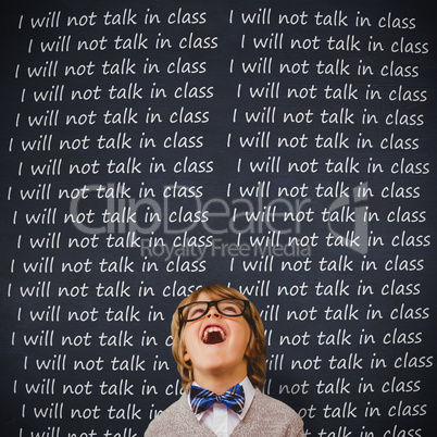 Composite image of cute pupil dressed up as teacher