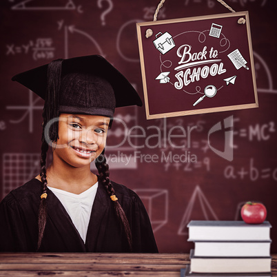 Composite image of cute pupil graduating